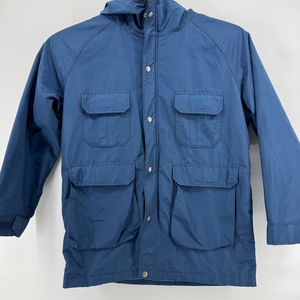 Woolrich Mountain Parka Men Large Blue Plaid Lined Hooded Jacket Vintage USA 80s